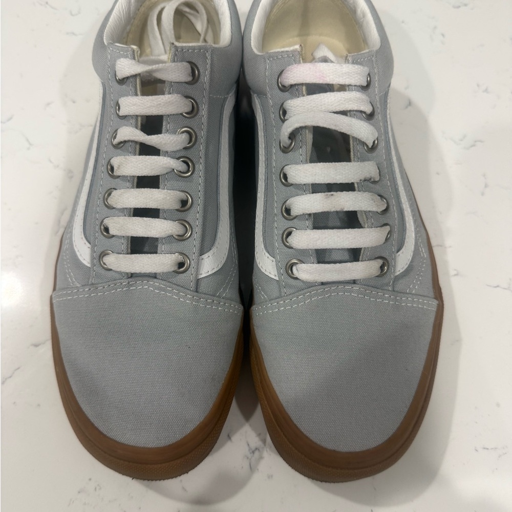 Vans Gray and white with gum bottoms skate shoes